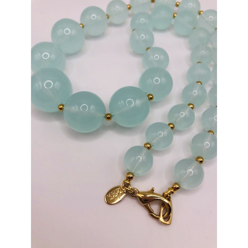 JOAN RIVERS Signed Aqua Lucite Beaded Necklace~ - Picture 8 of 8